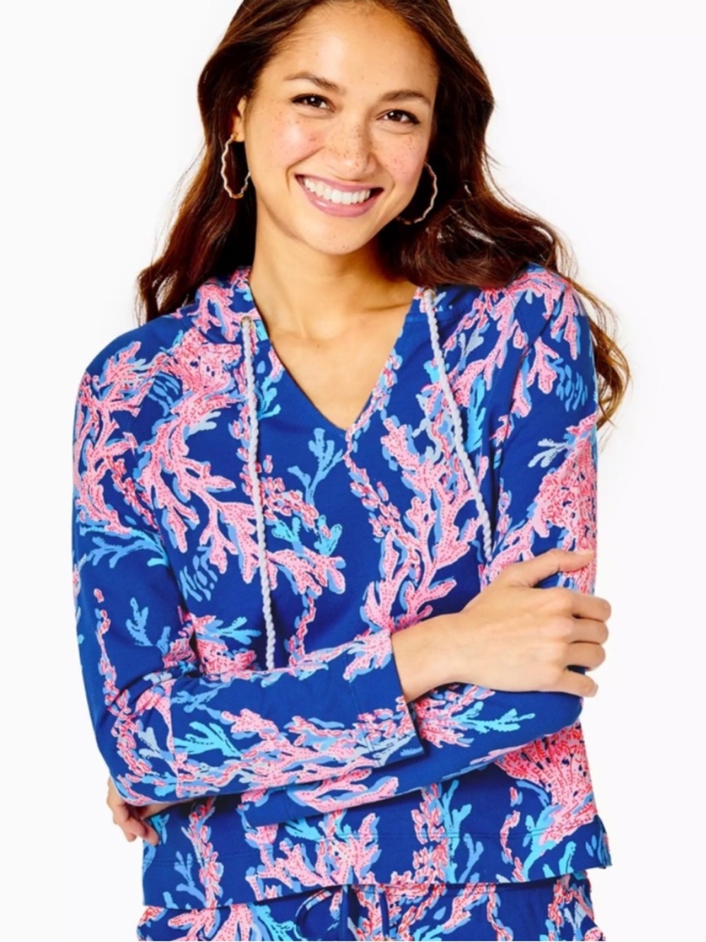 Lilly Pulitzer Kiawah Cropped Pullover Weekend Terry Hoodie